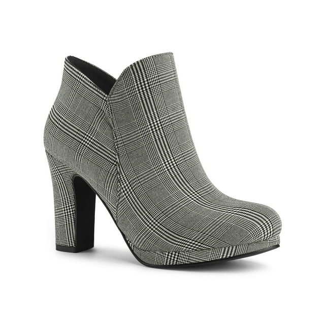 Unique Bargains Bottes à Talon Épais à Bout Rond pour Femmes