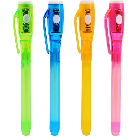 4 Pack Invisible Ink Pens with Uv Light, 2021 Upgraded Disappearing Spy Pens for