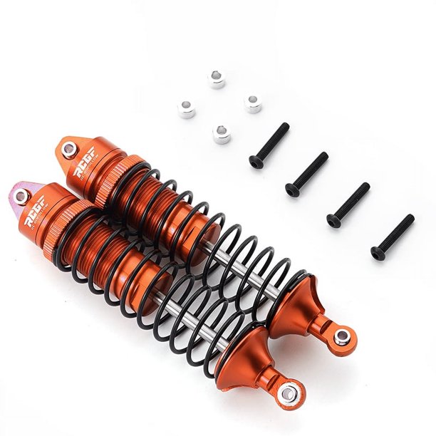 Bewildely Amortiguador trasero de aleación de aluminio 1/10, 2 uds., amortiguador trasero roscado Rc para pieza de coche SLASH 4x4 RC Kits de construcción modelo Naranja