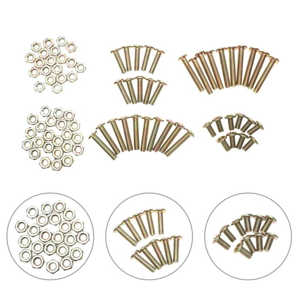Minkissy Brown Iron Bed Bolts Screws Set for Furniture Assembly Hardware Fastening