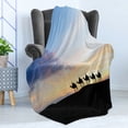 thumbnail image 4 of Landscape Soft Flannel Fleece Throw Blanket, Desert Picturesque of a Sunset Sky with Men Silhouettes Riding on Camels, Cozy Plush for Indoor and Outdoor Use, 70" x 90", Multicolor, by Ambesonne, 4 of 5