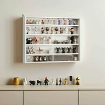 Yardi Yarda 5-Tier Display Cabinet with 2 Glass Doors and Adjustable Shelves, Wall-Mounted Display Case for Indoor, White