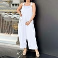 thumbnail image 2 of Lenpel Women's Bib Overalls Summer Sleeveless Strap Scoop Neck Wide Leg Jumpsuits Casual Loose Rompers with Pockets, 2 of 7
