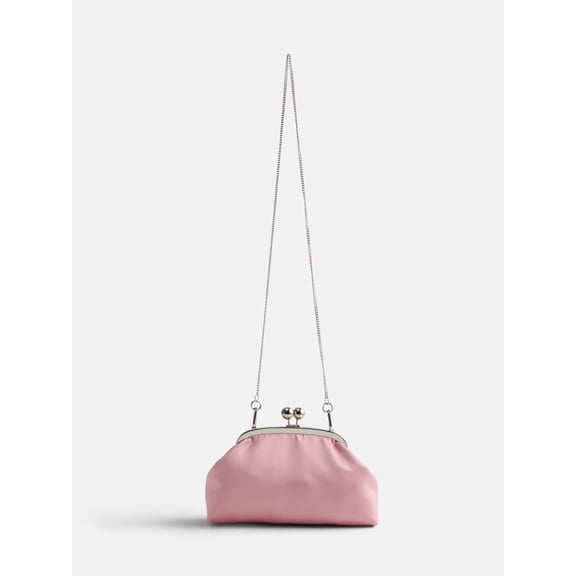 Free Assembly Women's Satin Clutch Handbag, Dusty Rose