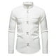 thumbnail image 2 of Blusa y camisa de manga larga con cuello vuelto para hombre, informal, a la moda, con botones sólidos, de poliéster, de manga larga y cuello vuelto., 2 of 6