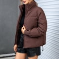 thumbnail image 3 of Womens Winter Quilted Jackets Long Sleeve Full Zip Jacket Coats With Pockets Puffy Coat Womens Ladies Lightweight Winter Jacket Moms Jacket Long Hooded Sweater Women Womens Style Winter Coat Women, 3 of 4