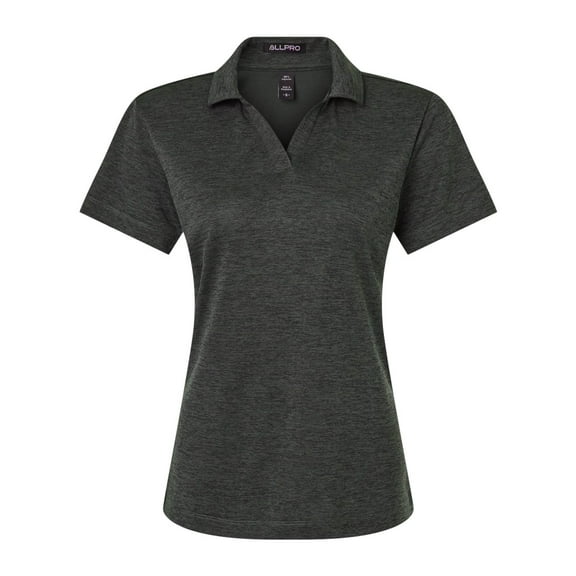 AllPro 4HM00L Women's Performance Mélange Polo-Black Melange-S