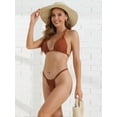 thumbnail image 4 of DARING DIVA Women's Push Up Halter Bikini Sets Large Coffee, 4 of 6
