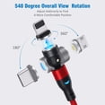 thumbnail image 2 of 540 Degree Magnetic Charging Cable Nylon Braided 3A Fast Charge Magnetic Data Cable Universal 3 in 1 Magnet Phone Charger Compatible with Micro USB, Type C, i-Product Devices 6ft 3Pack, 2 of 6