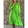 thumbnail image 2 of Lindbes Printemps Été Femmes Coton Lin Robe 2024 Mode en Vrac Bouton Manches Longues Robes Solide Plage Parti Poches Robe Robe Robe Robe Robe, 2 of 7
