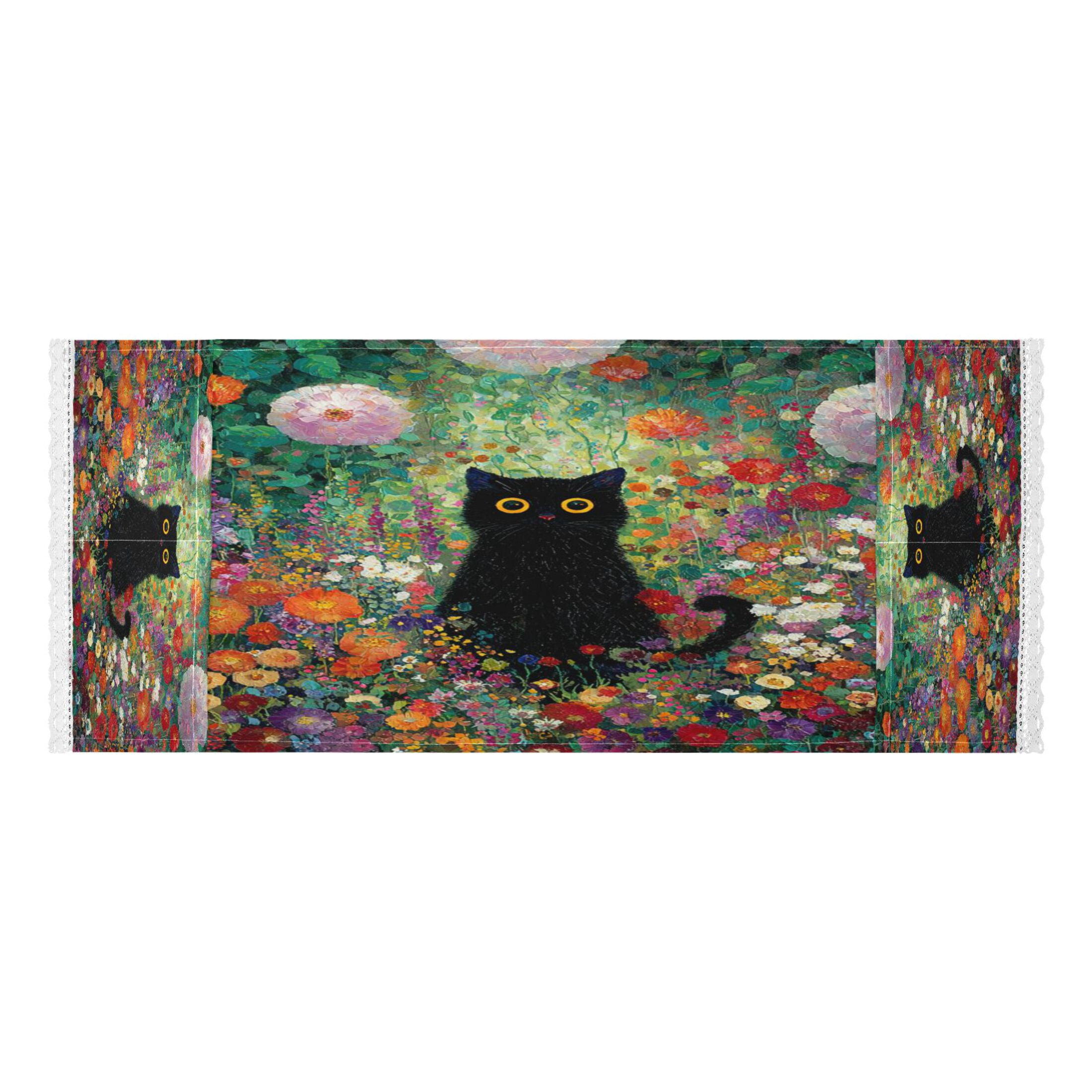 Wobogo Vibrant Floral Black Cat Washing Machine Cover Dustproof Washer Dryer Cover Waterproof Laundry Room Decorative Protector