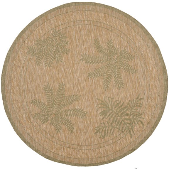 Courtyard Brick/Natural Large Rectangle Rug-Color:Natural/Green,Shape:Round,Size:6'-7" X 6'-7"
