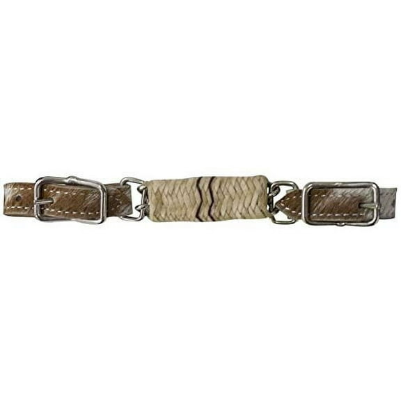 Showman Curb Strap w/ Cowhide Ends & Rawhide Braided Covered Chain