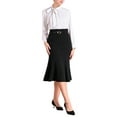 thumbnail image 2 of INSPIRE CHIC Women's Elegant Fishtail Skirt High Waist Belted Work Midi Mermaid Skirts S Black, 2 of 5