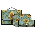 thumbnail image 3 of 3-Piece Travel Toiletry Bag Set, Hanging Wash Bag with Makeup Bag & Brush Case,Waterproof Cosmetic Organizer for Travel, Gym & Home Sunflowers on Blue, 3 of 10