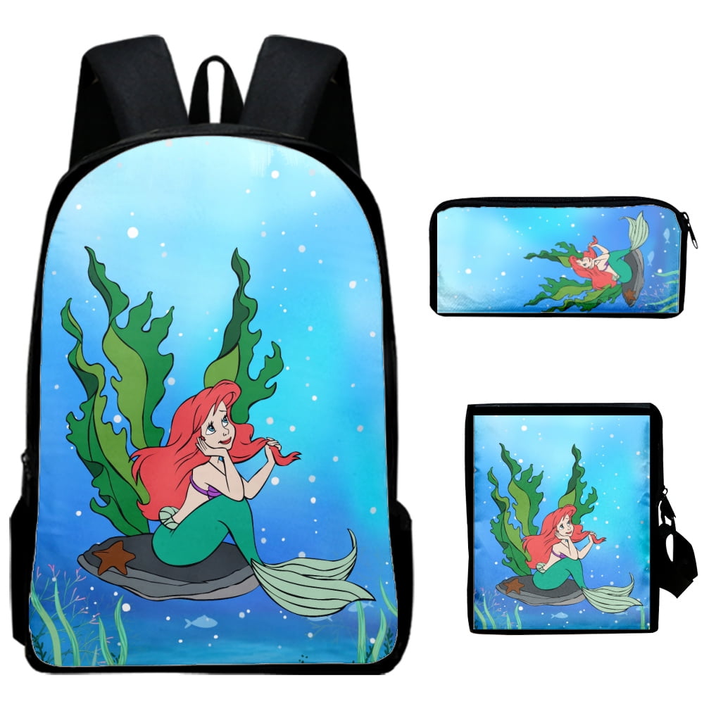Disney The Little Mermaid 3PCS Backpack Bookbags Elementary School Bags for Kindergarten Primary