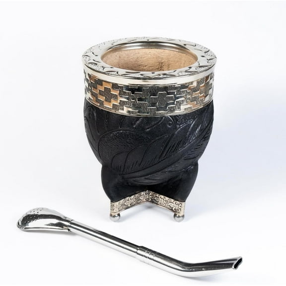 Yerba Mate Gourd with Stainless Steel Bombilla - Handmade Mate Cup