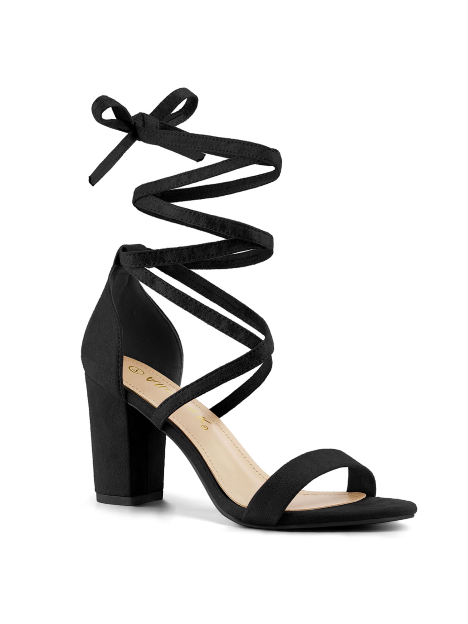 black chunky heels lace up