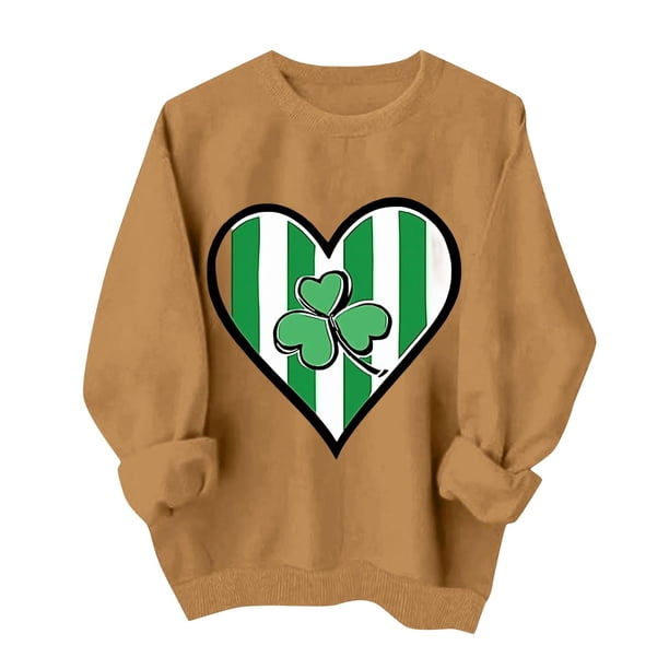 Suéteres de Manga Larga de Mujer con Cuello Redondo Impreso Suelto Casual para la Fiesta Del Día de San Patricio Y el Uso Diario