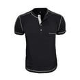 thumbnail image 4 of VSSSJ Mens Henley Shirts Casual Button Up Short Sleeve Tee Shirts Basic Solid Classic Summer Lightweight T Shirts with Pocket Black XXXL, 4 of 5