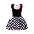 thumbnail image 6 of YEAHDOR Kids Girls Halloween Clown Carnival Performance Outfit Sleeveless Checkerboard Print Tutu Dress Black 14, 6 of 7