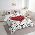 thumbnail image 4 of Manfei Romantic Love Heart Twin Bedding Sets 7-Piece, Red Rose Floral Bedding Comforter Set, Fashion Polkadots Abstract Reversible Sheet Sets, Microfiber Bedroom Decor, 4 of 8