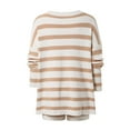 thumbnail image 4 of Summer Two Piece Set for Women - Tank Top & Lounge Shorts, Comfortable and Soft Womens Striped Sweater Set Oversized Sets Matching Pajamas Long Sleeve Sweater Top And Shorts, 4 of 8