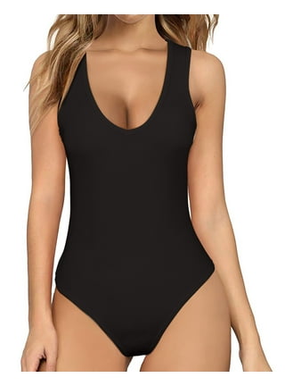 Thong Bodysuit for Women Sexy Round Neck Sleeveless Tank Tops, Summer  Hollow One Piece Body Suit for Going Out Party (Color : Black, Size :  Medium)