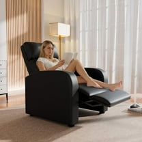 Furmax Recliner Chair Pu Leather Single Sofa Home Theater Recliners with Lumbar Support for Living Room,PU Black