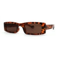thumbnail image 2 of Womens Thin Narrow Rectangular Mod Sunglasses Tortoise Brown, 2 of 4