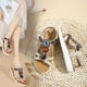 thumbnail image 1 of Sandalias de verano para mujer, sandalias planas sin cordones, zapatos romanos de cristal, sandalias informales con punta abierta Wmkox8yii  nm7835, 1 of 9