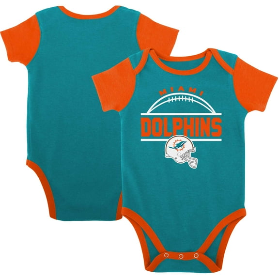 Newborn & Infant Aqua/Orange Miami Dolphins Home Field Advantage Three-Piece Bodysuit, Bib & Booties Set