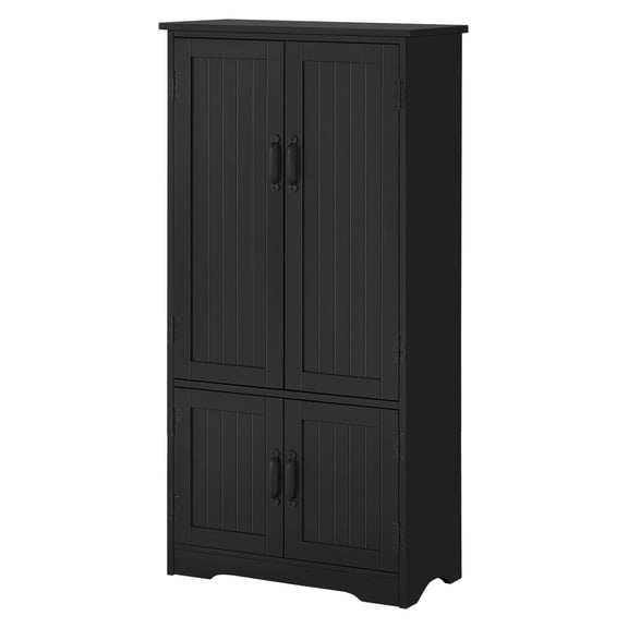 SAZYY Accent Floor Storage Cabinet, Kitchen Pantry with Adjustable Shelves & 2 Lower Doors, Black for Home