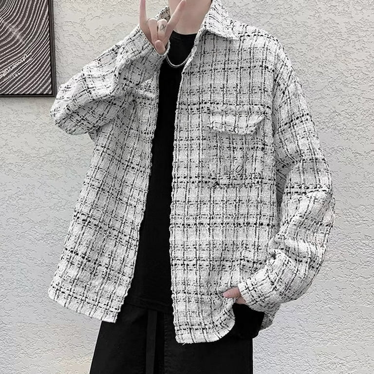 shenzhenyubairong Men's Plaid Texture Coat