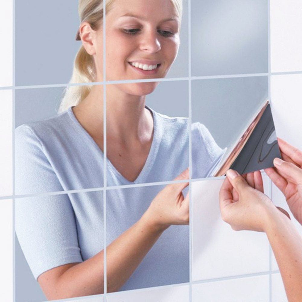  iCAGY Acrylic Self Adhesive Mirror Sheet for Wall, Plastic Non  Glass Sticky Kid Safety Mirror Tiles for Wall Rectangle 10x12 inch 1Pcs :  Home & Kitchen