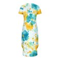 thumbnail image 4 of Vestidos de Verano de Manga Corta para Mujer Flor Impresión Vestido Largo Casual, Cuello Redondo con Bolsillos Top de Poliéster, 4 of 6
