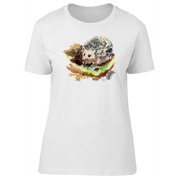 Cool Hedgehog Watercolor T-Shirt Women -Image by Shutterstock, Female Large
