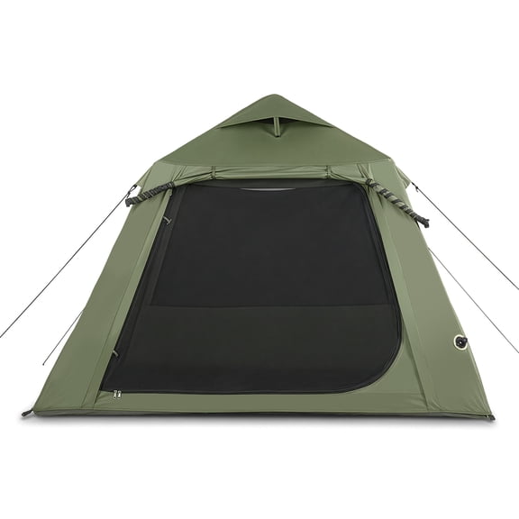Zimtown 2-4 People Inflatable Tent with Hand Pump for Camping, Easy Setup Air Glamping Tents with Extra Canopy, Camping Tent for Family, Green