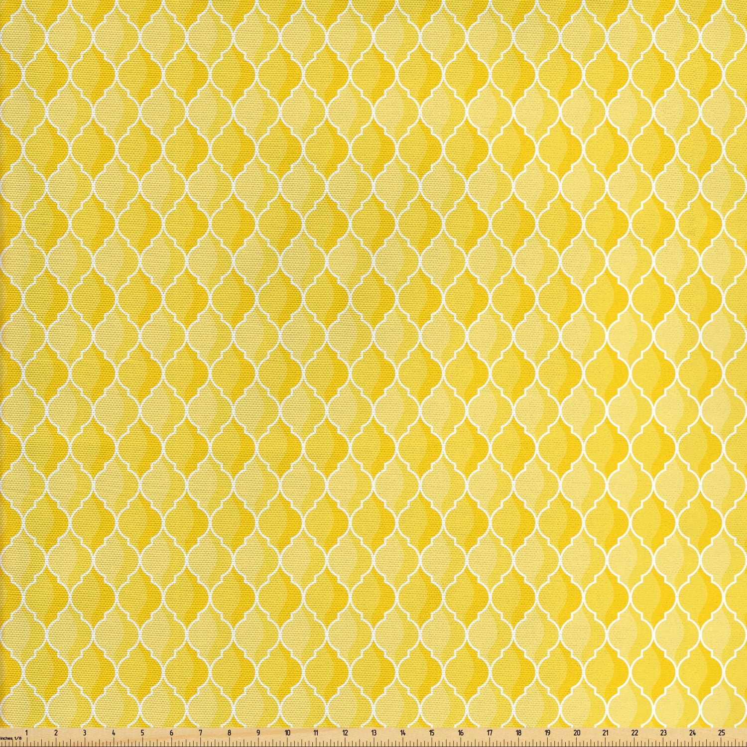 Yellow Fabric by The Yard, Moroccan Trellis Pattern in Yellow Tones