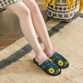 thumbnail image 6 of KLL Sunflowers And Blue Flower Slippers for Women Men House Slip on Indoor Outdoor Bedroom Furry Fleece Lined Ladies Comfy Anti-Skid Rubber Hard Sole-Medium, 6 of 8