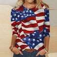 thumbnail image 2 of Lcziwo Red White and Blue Striped Shirt Women 4th of July Patrioticprint Blouses 3/4 Sleeve Round Neck Comfy Shirts Casual Dressy Summer 2025 Tees Red,XXL, 2 of 5