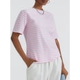 thumbnail image 4 of Komoo Women Oversized Striped T-Shirt Short Sleeve Crewneck Basic Shirt 2024 Fashion Summer Tee, 4 of 7