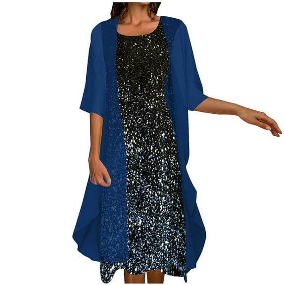 IROINNID Shift Dress For Women Sleeveless Round Neckline Casual Dress Coat Two-Piece Set Strapless Graphic Prints Dress