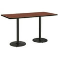 thumbnail image 4 of KFI Studios Mode 3' x 7' Bistro Table, Walnut, Silver, 4 of 7