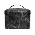 thumbnail image 4 of HELLHERO Grey Stone Texture Polyester Multifunctional Large Capacity Makeup Bag Brush Slots Portable Makeup Cosmetic Bag Organizer Zipper Office Cosmetic Storage, 4 of 6