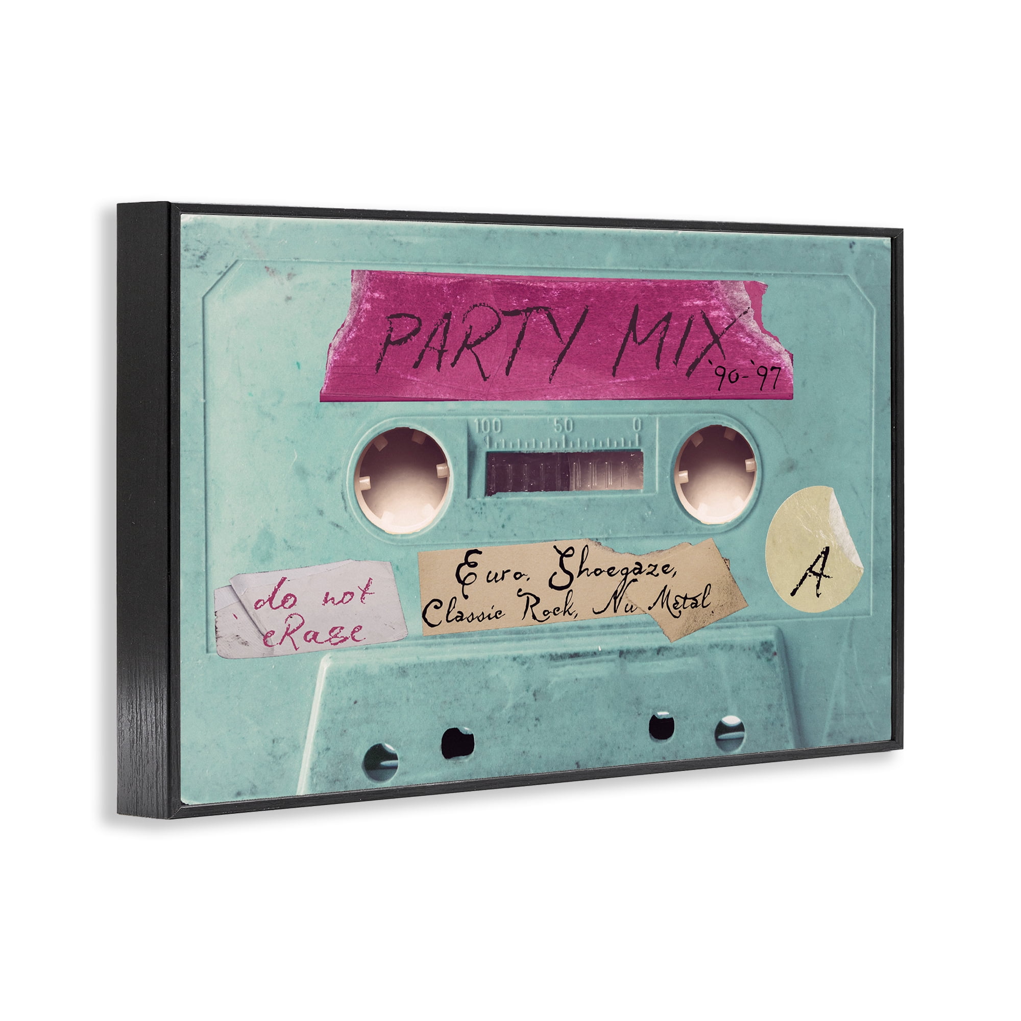 Stupell Industries Retro Party Mix Cassette Black Framed Giclee Art, design by Annabelle Hall