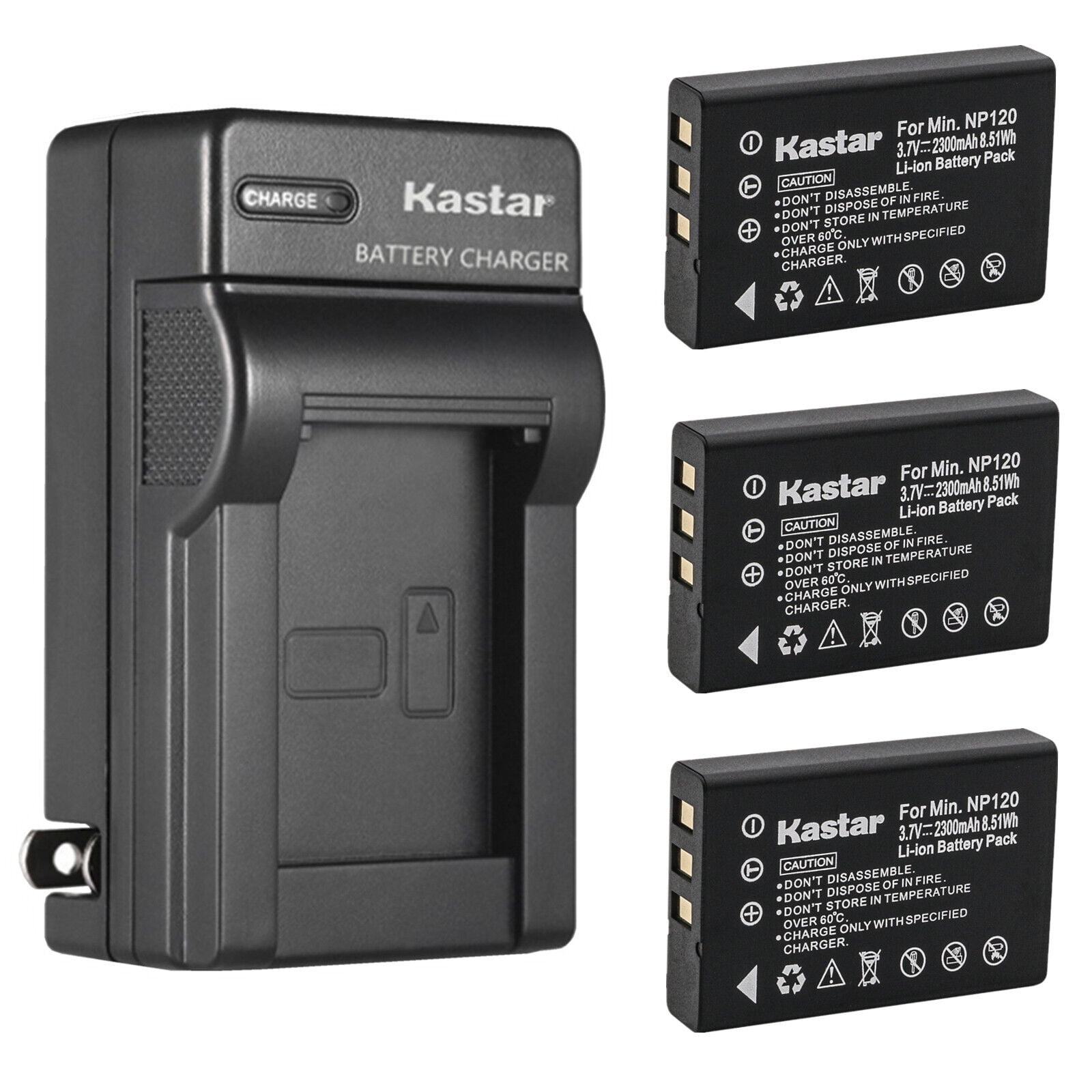 Kastar 3-Pack Battery and AC Wall Charger Replacement for Ricoh Caplio 300G Caplio 400G wide Caplio 500G Caplio 500G wide Caplio 500SE Caplio G3 Caplio G3 model M Caplio G3 model S Caplio G3S