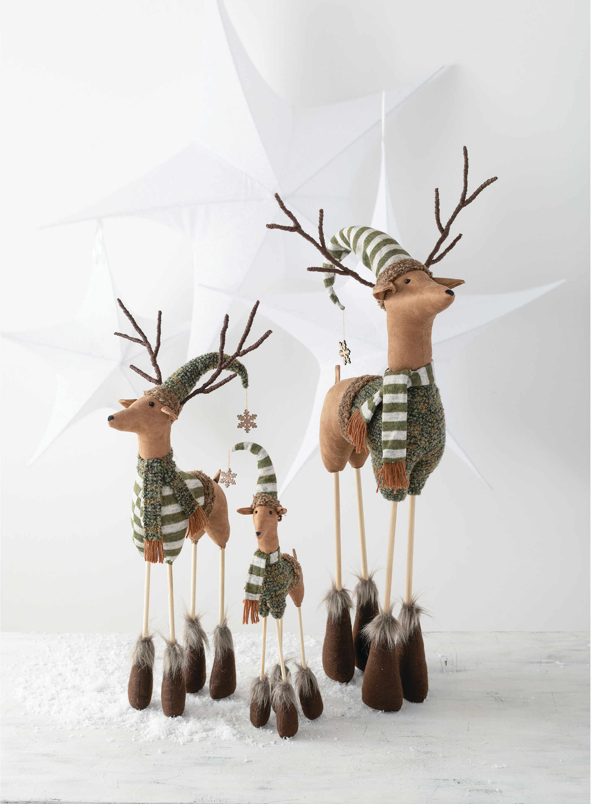 Sullivans Set of 3 Standing Deer Figurines 37"H, 32"H & 23"H Brown