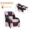 thumbnail image 3 of Resenkos Kids Youth PU Leather Gaming Sofa Recliner with Headrest and Footrest-Pink, Kids Chairs for Kids, 3 of 8