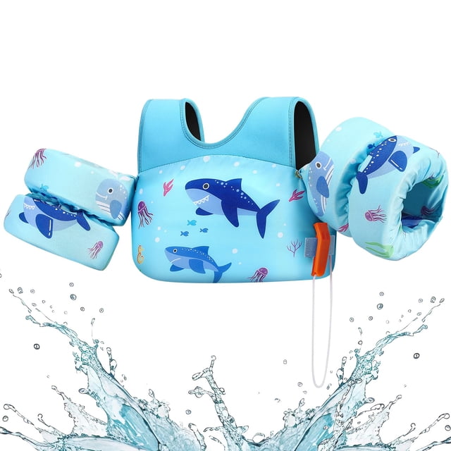 Chaleco de natación HeySplash para niños de 15 a 32 kg Blue Shark de 2 a 7 años